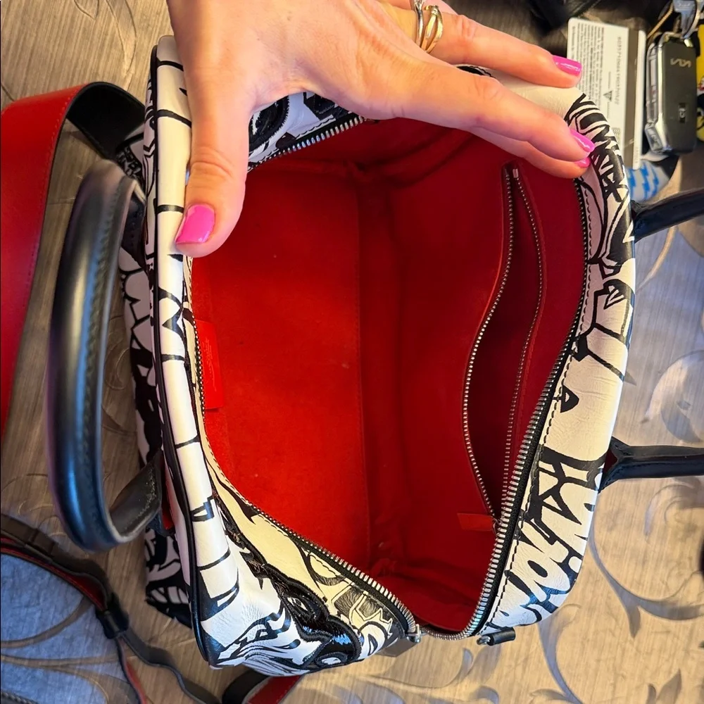 Christian Louboutin leather Black and White Graffiti Satchel - Picture 7 of 16